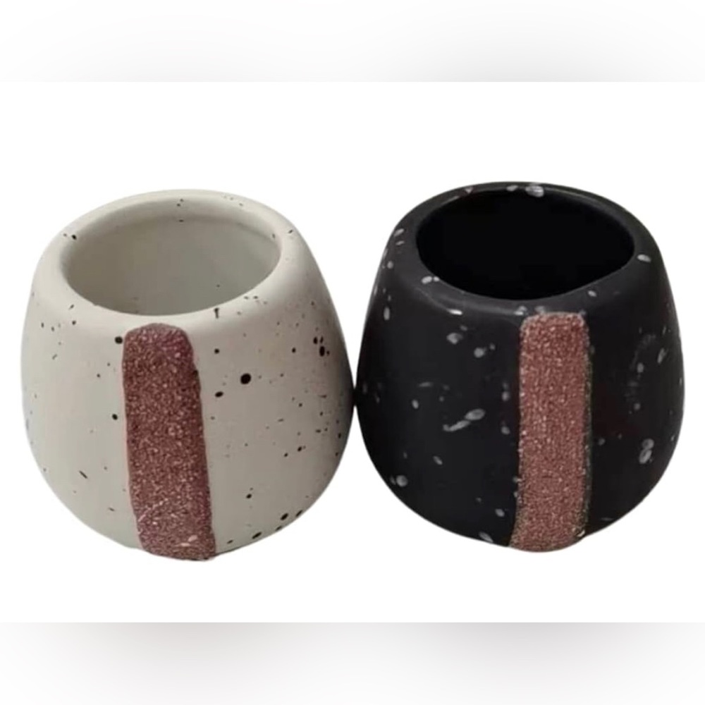 - River Birch Pair of Spotted Black  Match Holders with Striker |
